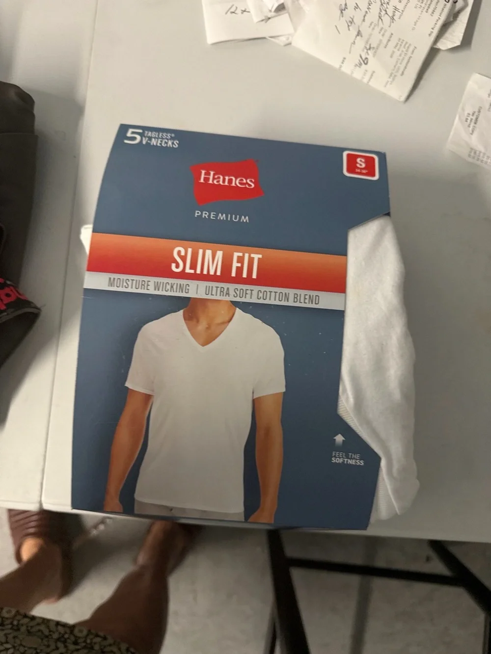 Hanes Slim Fit V-Neck Undershirts Pack - White small nwt